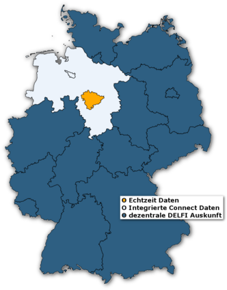 Deutschlandkarte mit Bundesländern eingezeichnet. Niedersachen und die Region Hannover sind hier hervorgehoben